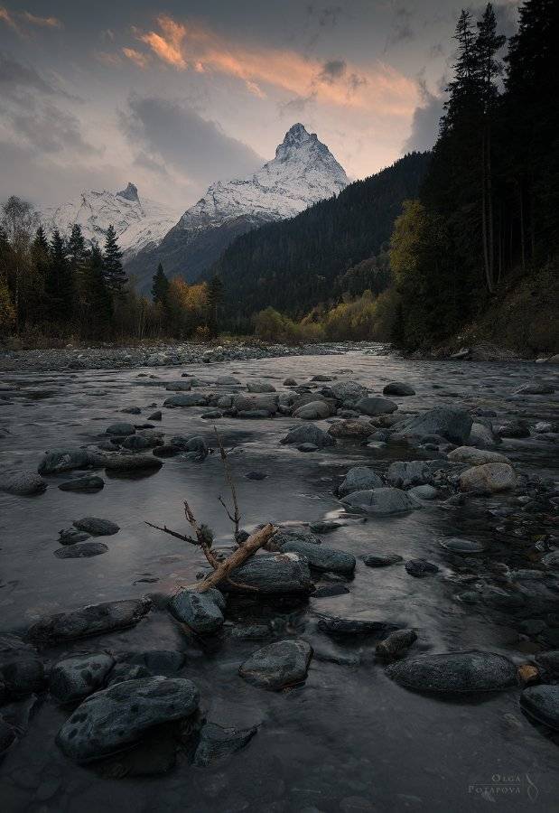 белалакая, закат, река, домбай, кавказ, Степаненко Ольга