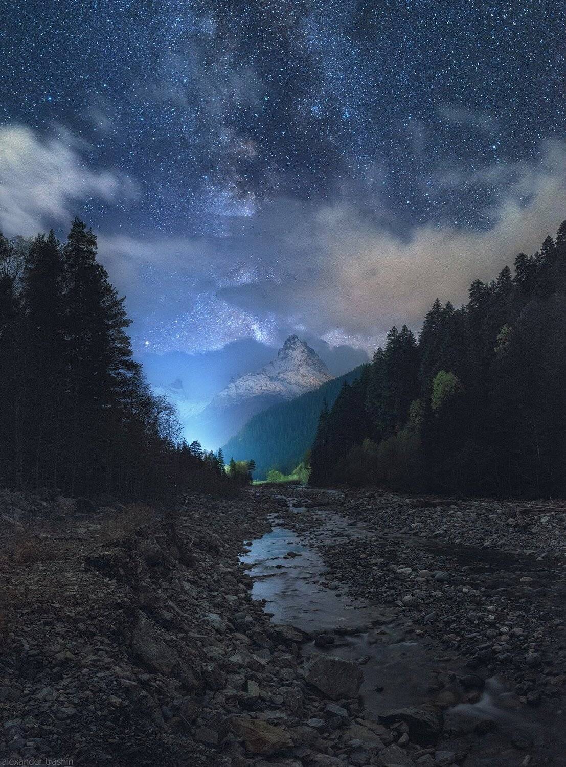 кавказ, северный кавказ, домбай, белалакая, тебердинский заповедник, млечный путь, Александр Трашин