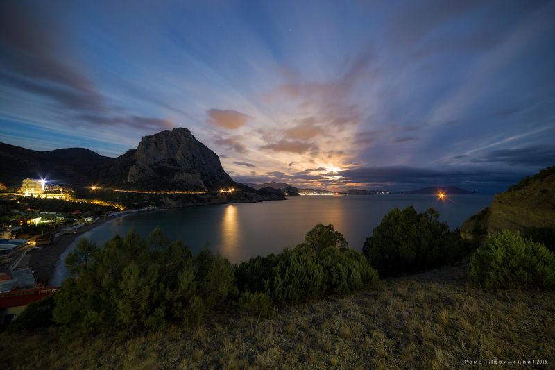 луна, ночная фотография, пейзаж, природа, крым, судак, россия, новый свет Лунный свет фото превью