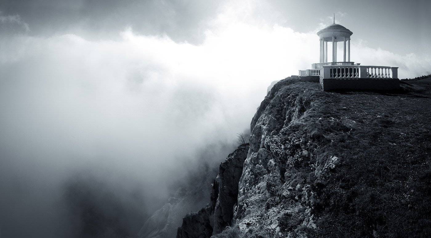 Крым, обрыв, Беседка ветров, утес, туман, пропасть, бездна, Алексей Медведев