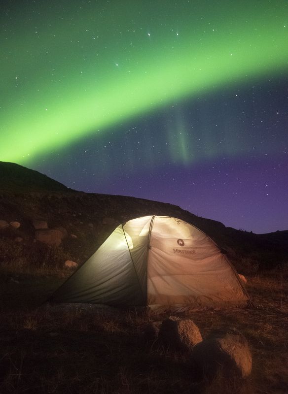 Северное сияние, Aurora Borealis, Дальние Зеленцы, Кольский полуостров Под ночным небом фото превью