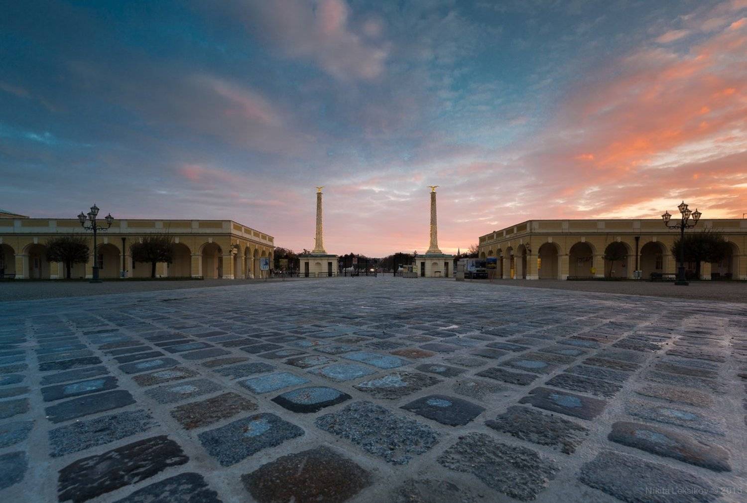 Шенбрунн, рассвет, Австрия, Вена, небо, Nikita Leksikov