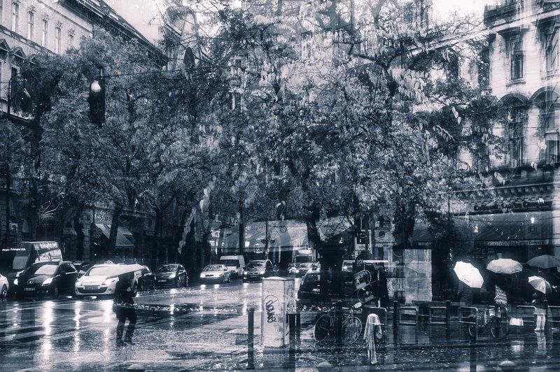 мультиэкспозиция, настроение, город Rainy mood фото превью