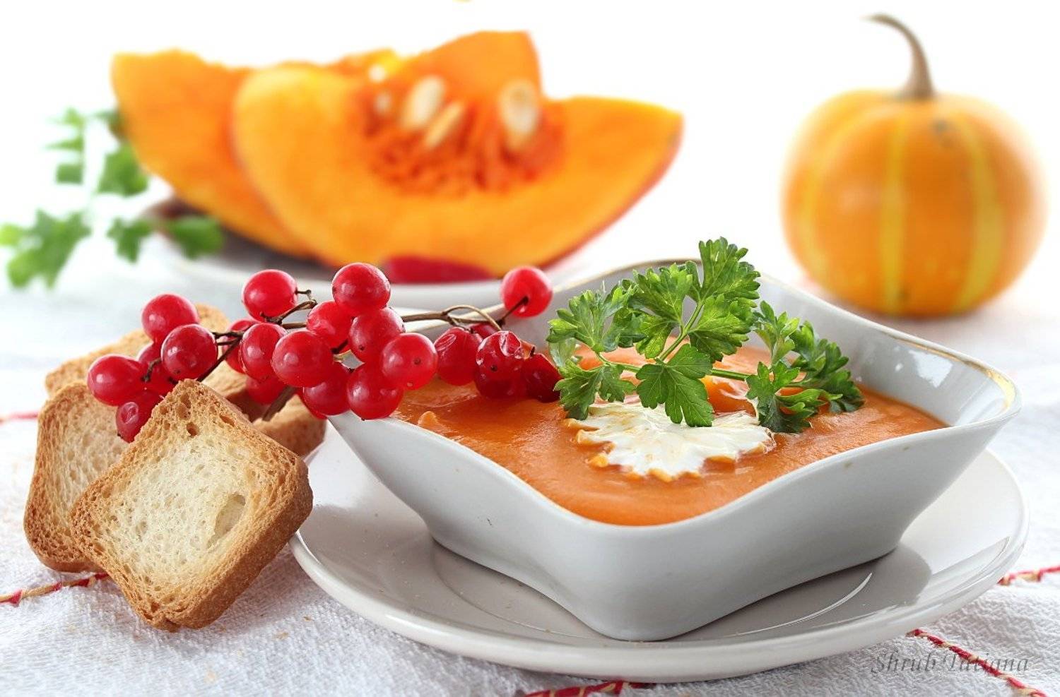 натюрморт, суп, тыква, калина, обед, сухарики, Шруб (Беляева) Татьяна