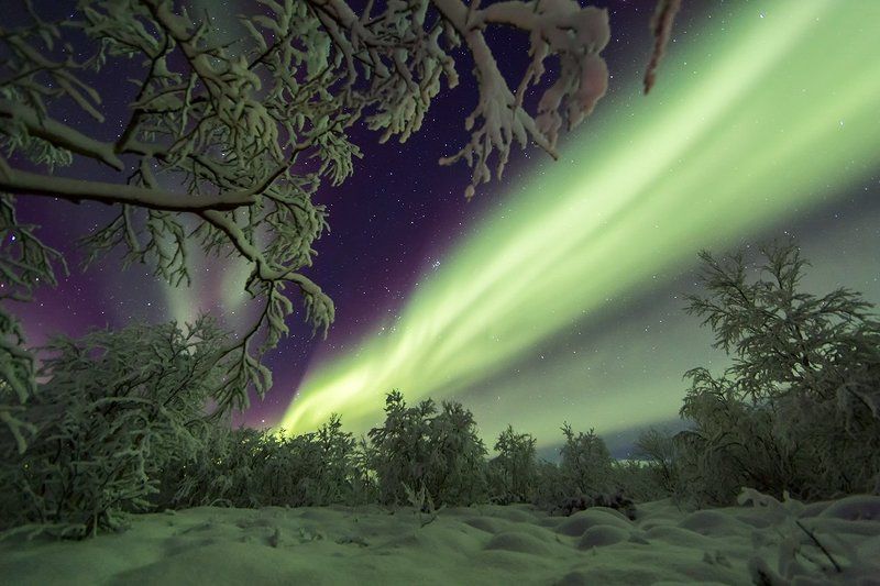 пейзаж, природа, кольский полуостров, полярное сияние *** фото превью