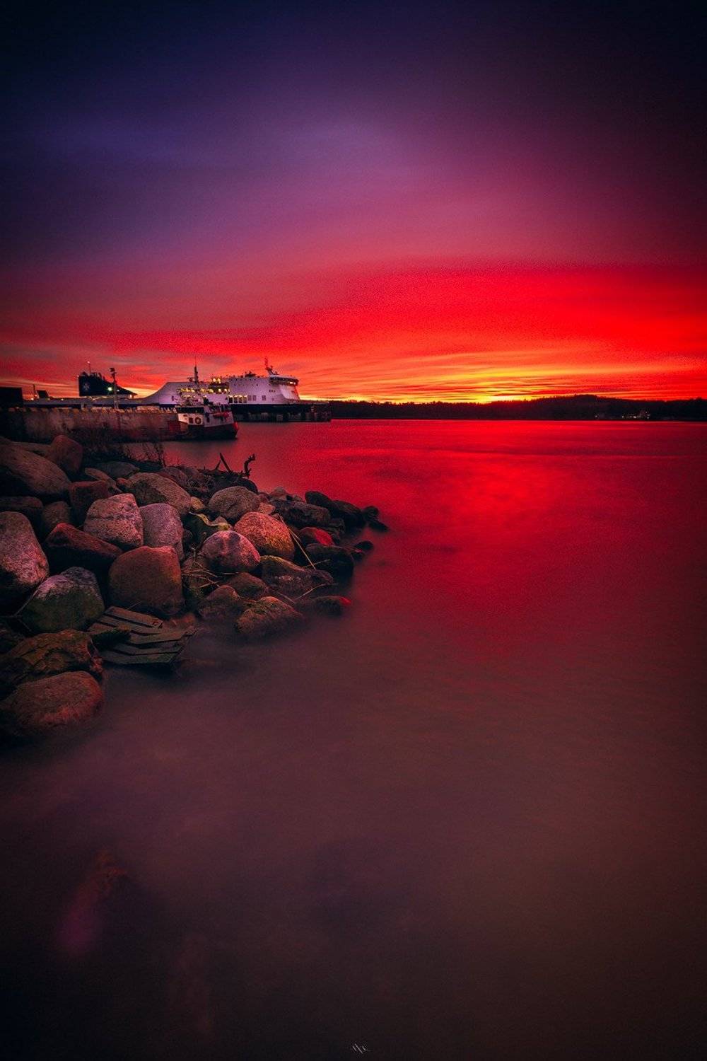 sunset, colors, red, terminal, vessel, klaipeda, Руслан Болгов (Axe)