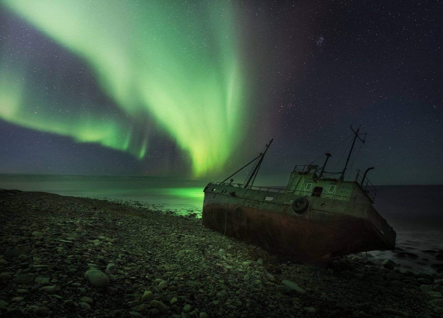 заполярье, кильдин, северное сияние, баренцево море, Меркушев Александр