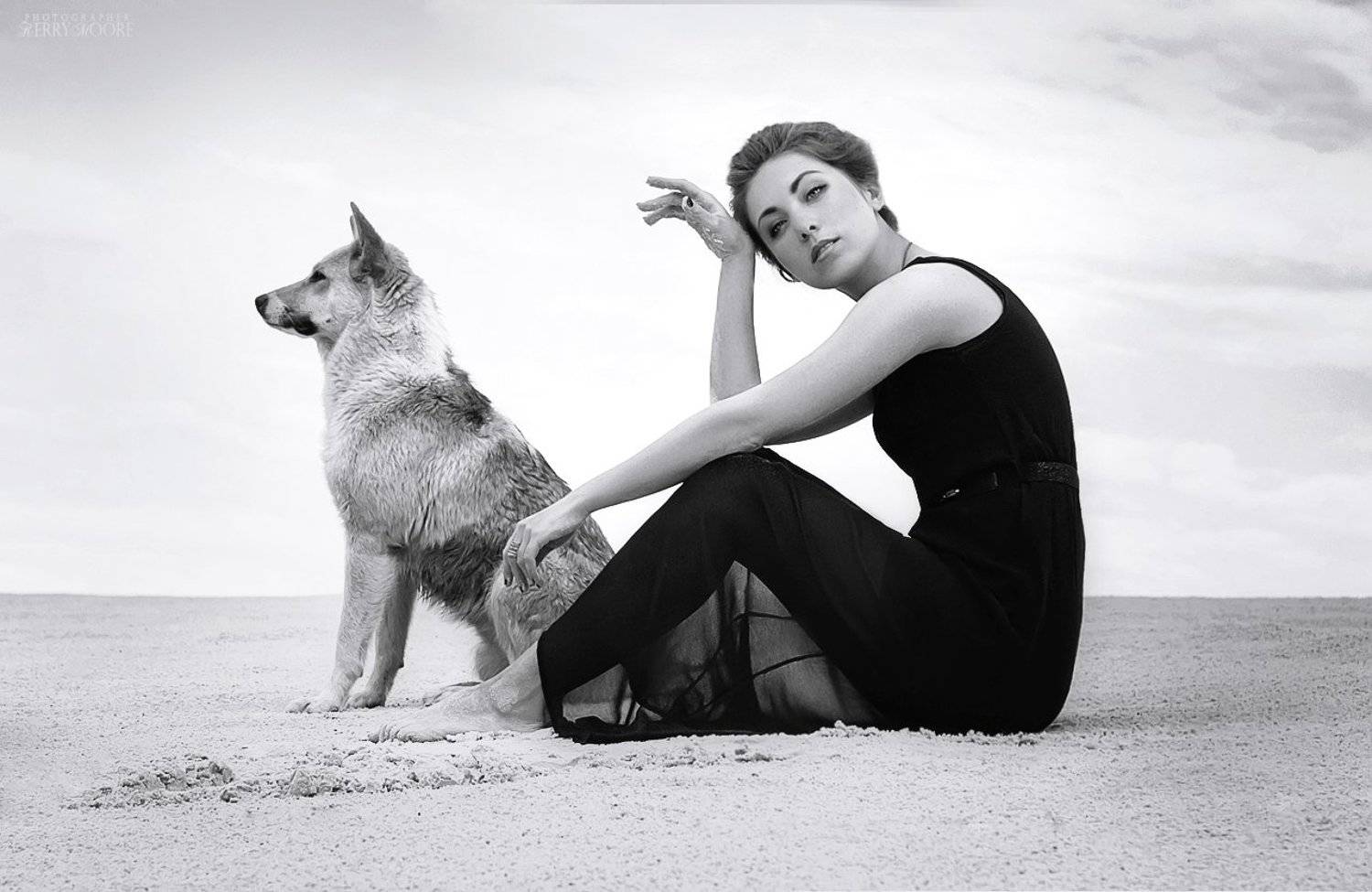 portrait, girl, blackandwhite, dog, friends, портрет, Kerry Moore