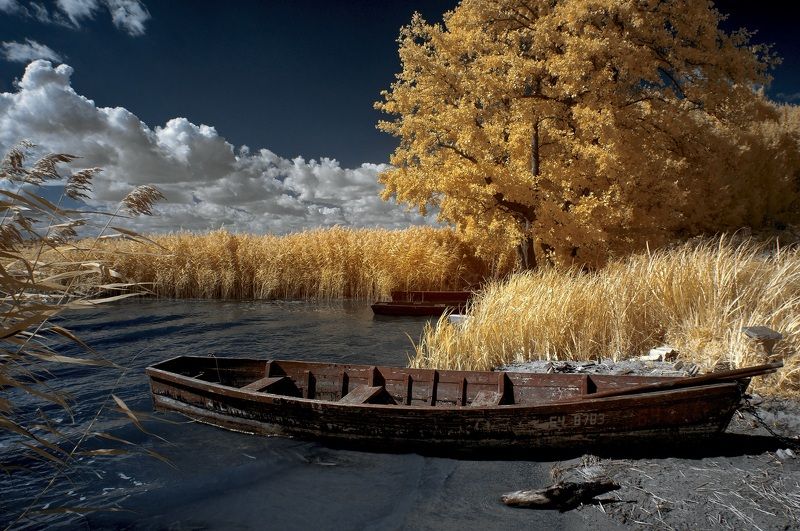Облачно-лодочная. Инфракрасная фотография. фото превью
