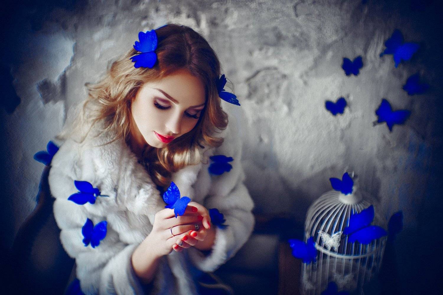 woman, portrait, butterflies, fine art, beauty, Руслан Болгов (Axe)