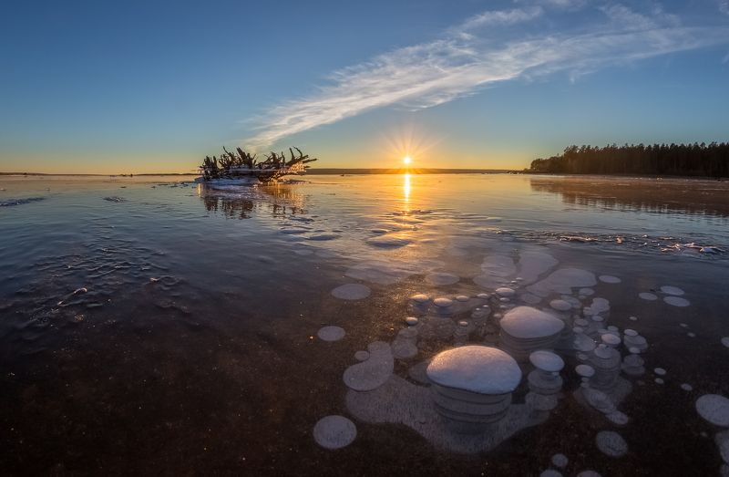 Первый лёд, Предзимье Прогулка по первому льду. фото превью