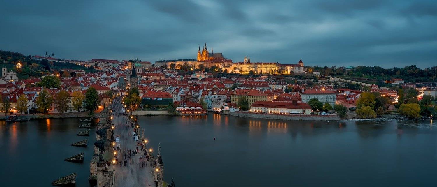Czech Republic, Europe, Prague, Charles Bridge, landscape, cityscape, autumn, city, travel, travel destination, travel and tourism, outdoor, view, mood, fall, beautiful, calm, silence, impression, effect, architecture, bridge, water, river, frozen, long e, Эдуард Горобец