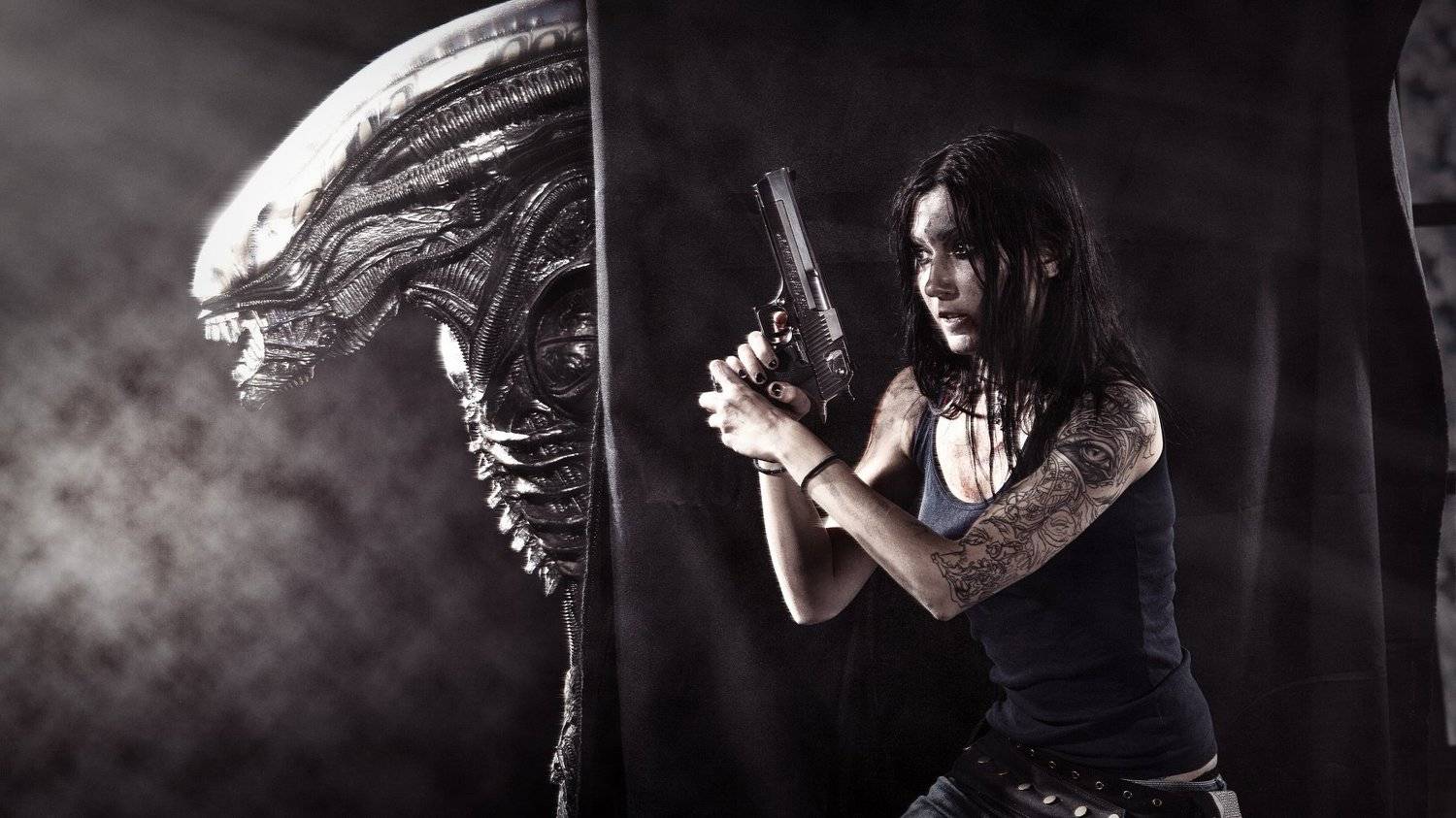 чужой alien aliens чужие girl gun woman девушка, Шипов Олег