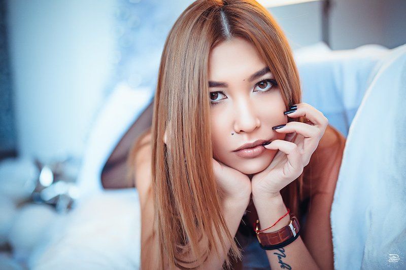 портрет снег зима интерьер студия Катя фото превью