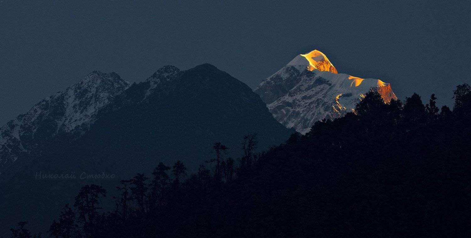 горы, рассвет, гималаи, Николай Стюбко