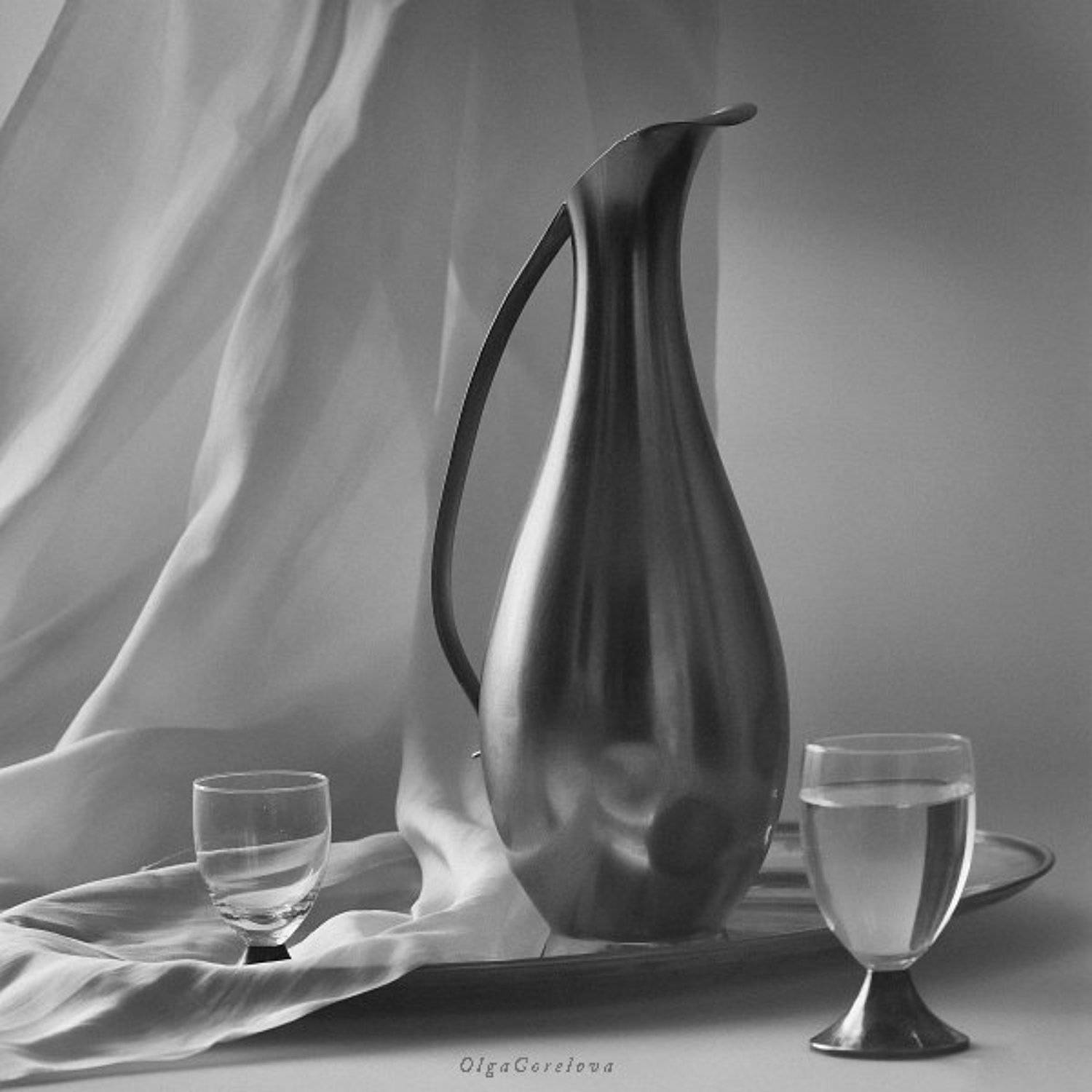 фото, стекло, натюрморт, кувшин, чб, Ольга Горелова