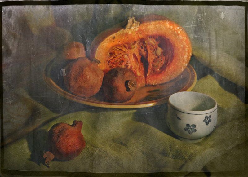 тыква, гранаты, натюрморт Натюрморт в теплых тонах фото превью