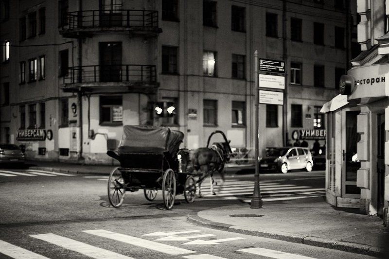 россия, санкт-петербург, город, улица, карета, ложадь, перекресток, призрак, dyadyavasya Призрак прошлого фото превью