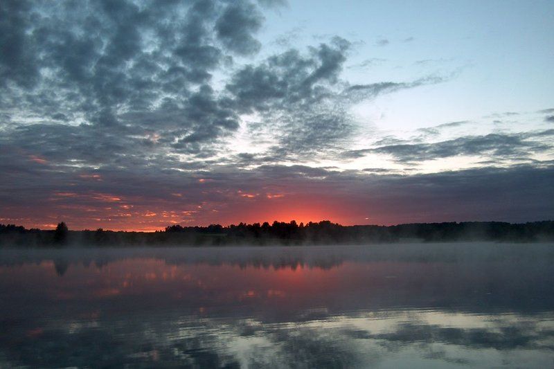 плотина, вода, туман, тучи, восход Перед восходом фото превью