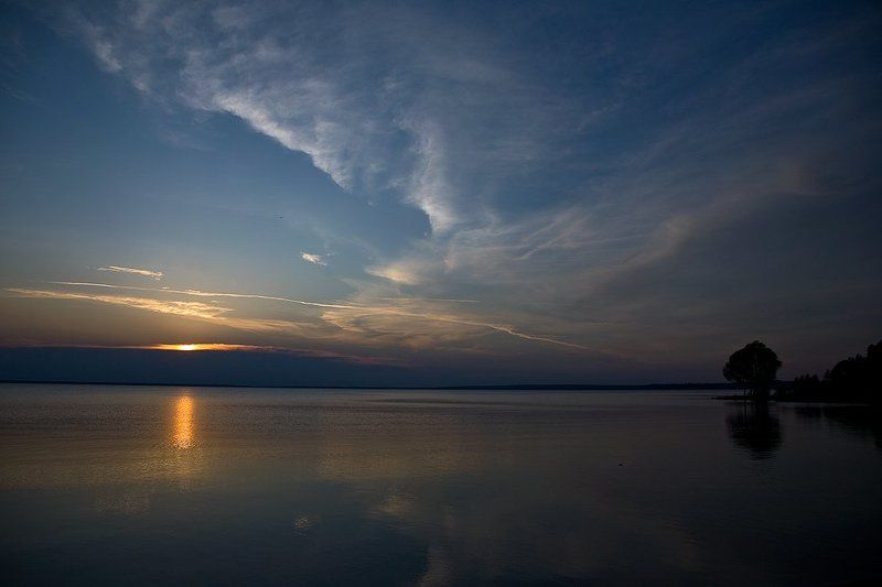 тишина, озеро, закат Тихий вечер... фото превью