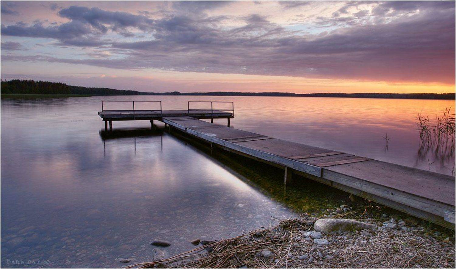 финляндия, закат, именинный, пристань, камыш, Darn Cat