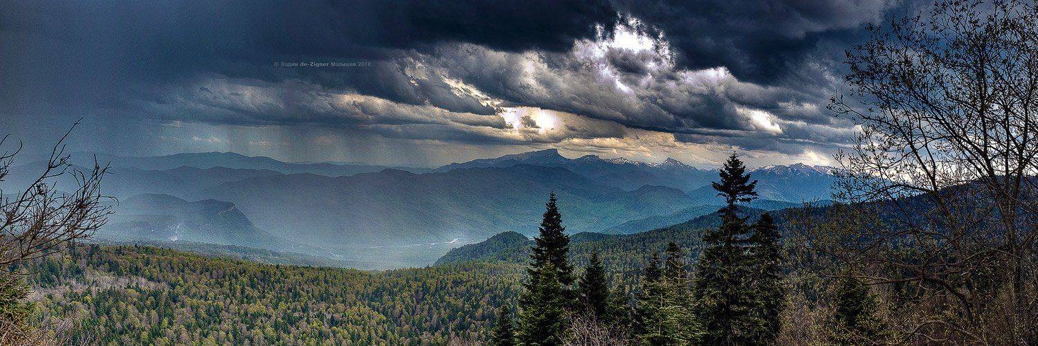 панорама, дождь, горы, небо, облака, тревога, Вадим