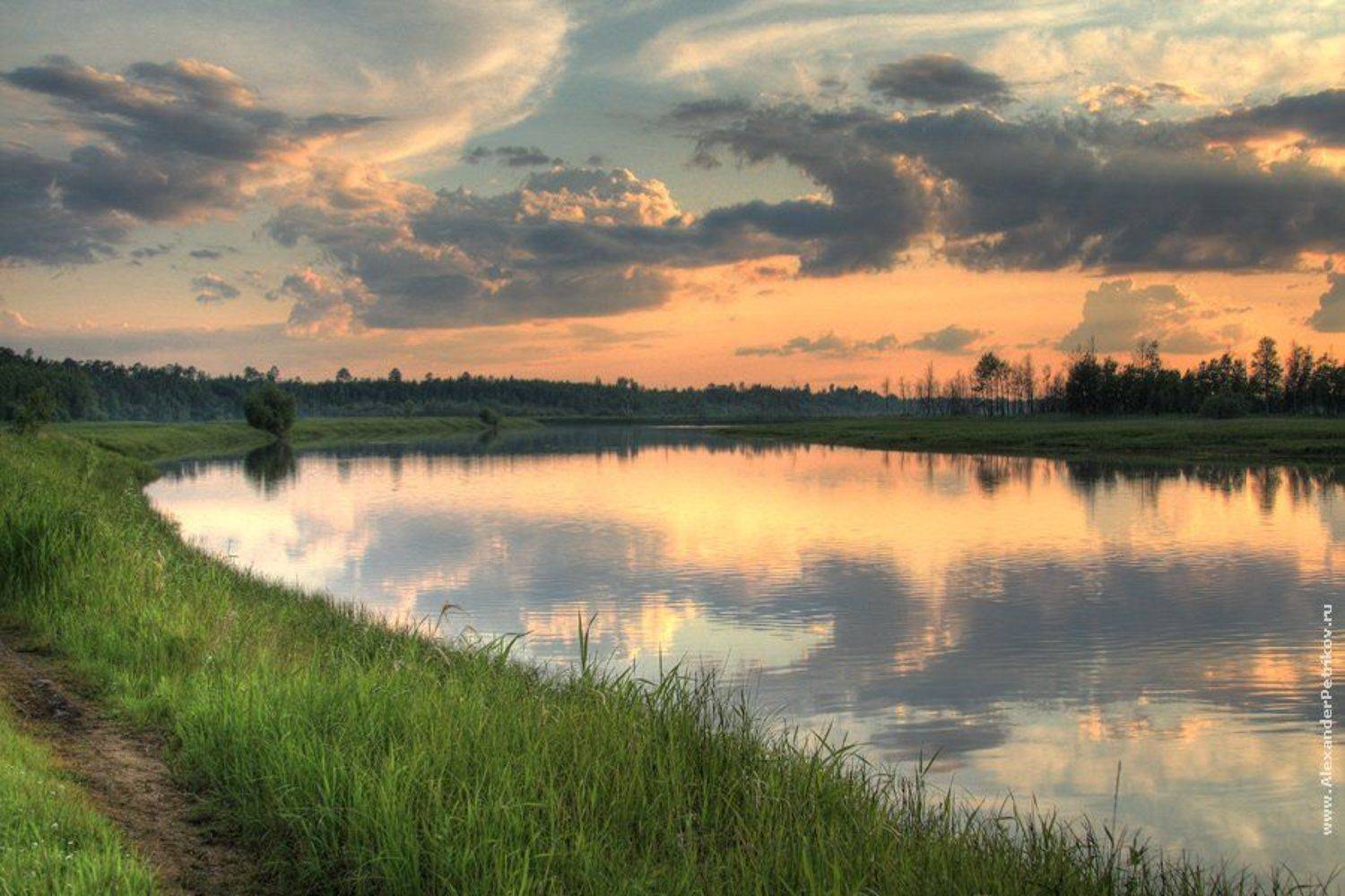 лето, закат, вечер, река, hdr, Александр Петриков