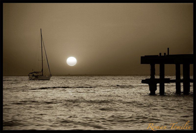 яхта, море, закат Яхта на закате фото превью