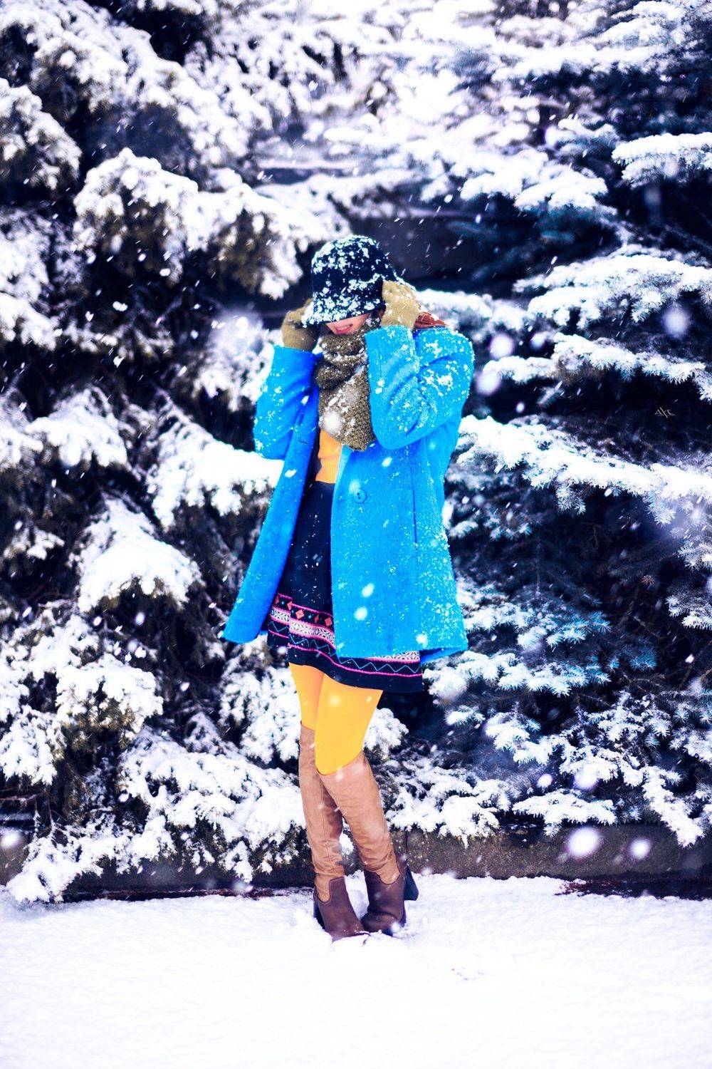 woman, portrait, snow, colors, Руслан Болгов (Axe)