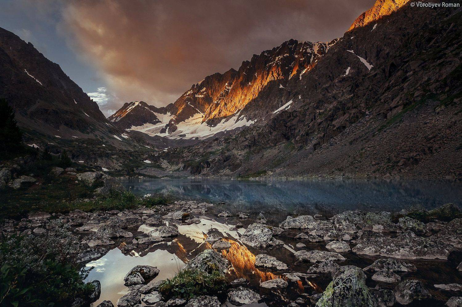 алтай, облака , горное озеро, горный алтай, небо , озеро, пейзаж , горы ,рассвет, Roman Vorobyev