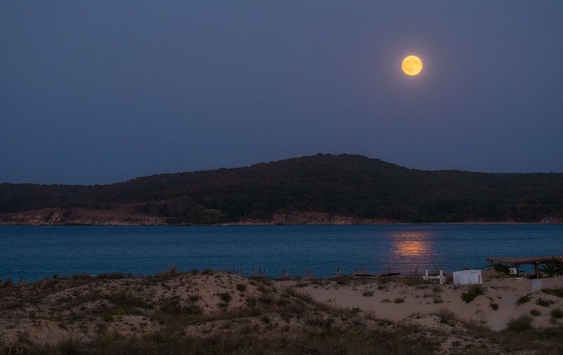 Bulgaria,Arkutino,Болгария,Черное море,осень,sea,дюны,луна,полнолуние,Moon Full Moon фото превью