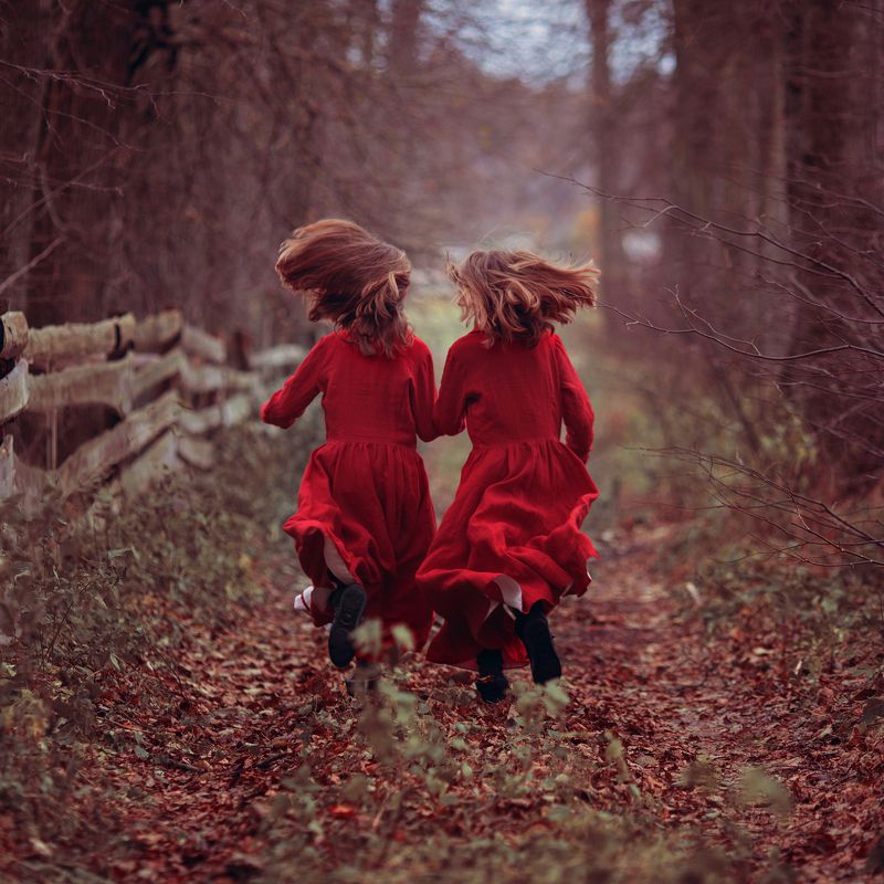 girl, girls, twin, forest, portrait Twins фото превью