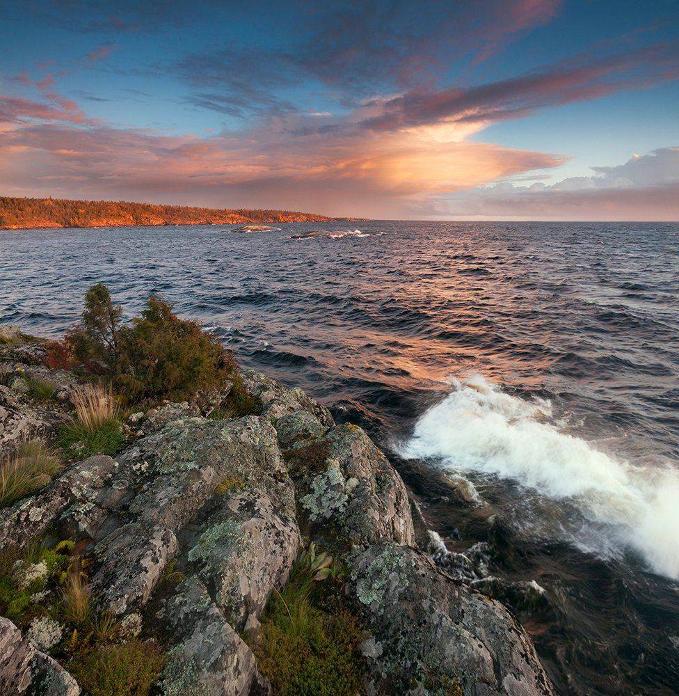 ладога, закат, карелия, Казаков Петр