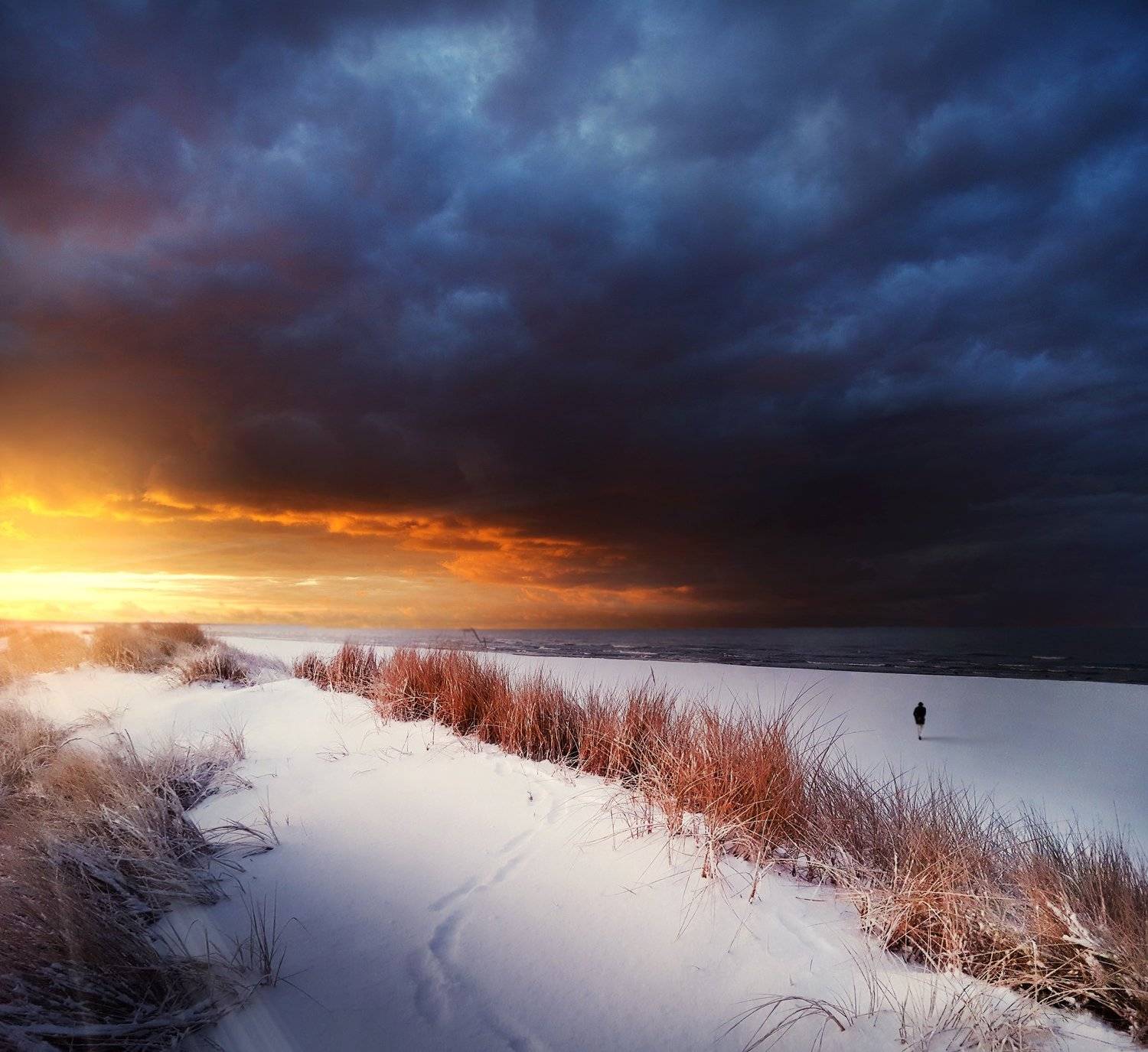 lithuania, clouds, sky, sun, baltic sea, winter, snow, Mindaugas Žarys