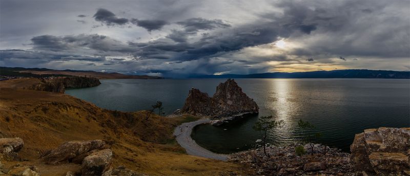 Байкал, Вечер, Закат, Лето, Небо, Озеро, Ольхон, Остров, Пейзаж, Природа, Сибирь *** фото превью