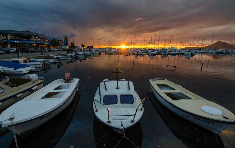 Черногория, закат, лодка, пейзаж Бар3 фото превью