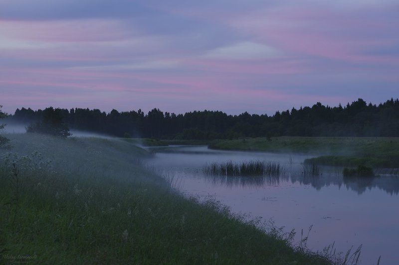 Дунилово, Ивановская область, Успенский монастырь, Теза, Купальня, Туман, Вечер, Лето, Летний вечер Туманный летний вечер на Тезе накануне Ивана Купала фото превью
