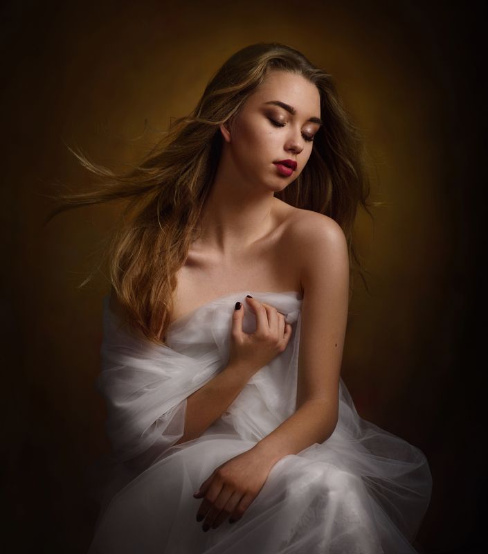 девушка, студия, свет, тень, объем, фата Ася фото превью