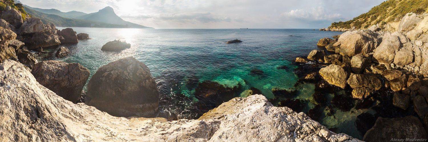 крым, ласпи, бухта, черное море, скалы, солнце, Алексей Медведев