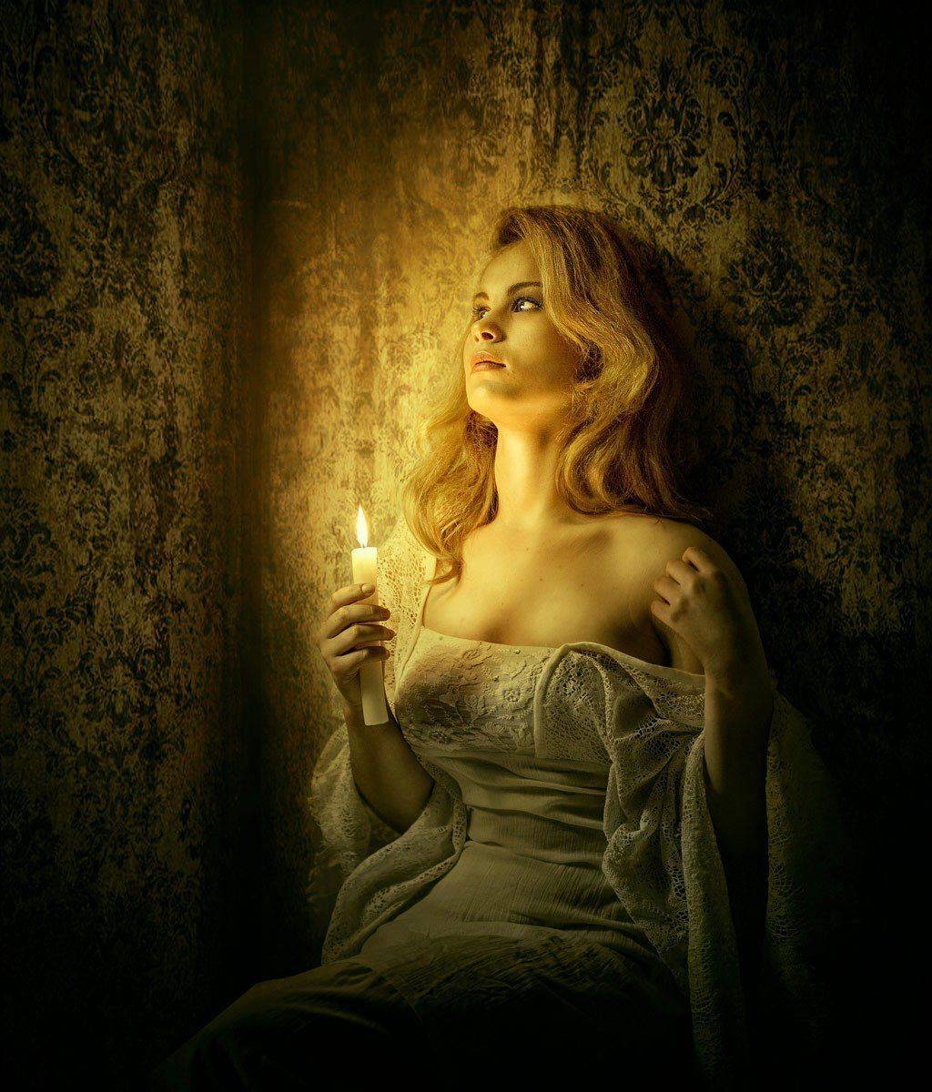 девушка, свеча., Никеева  Ирина