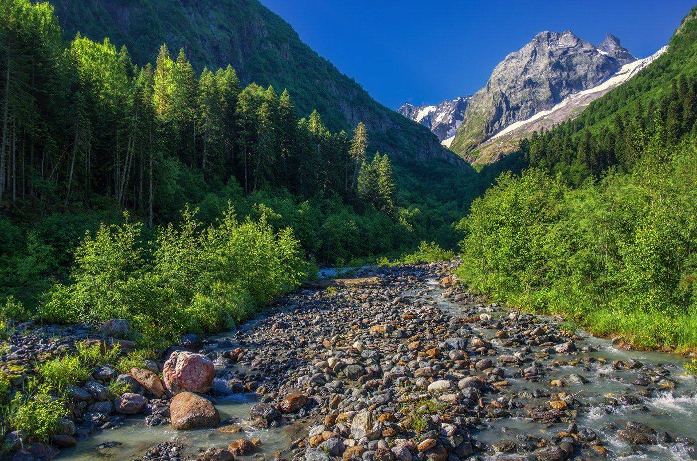 кавказ, река, горы, камни, Игорь Мелекесцев