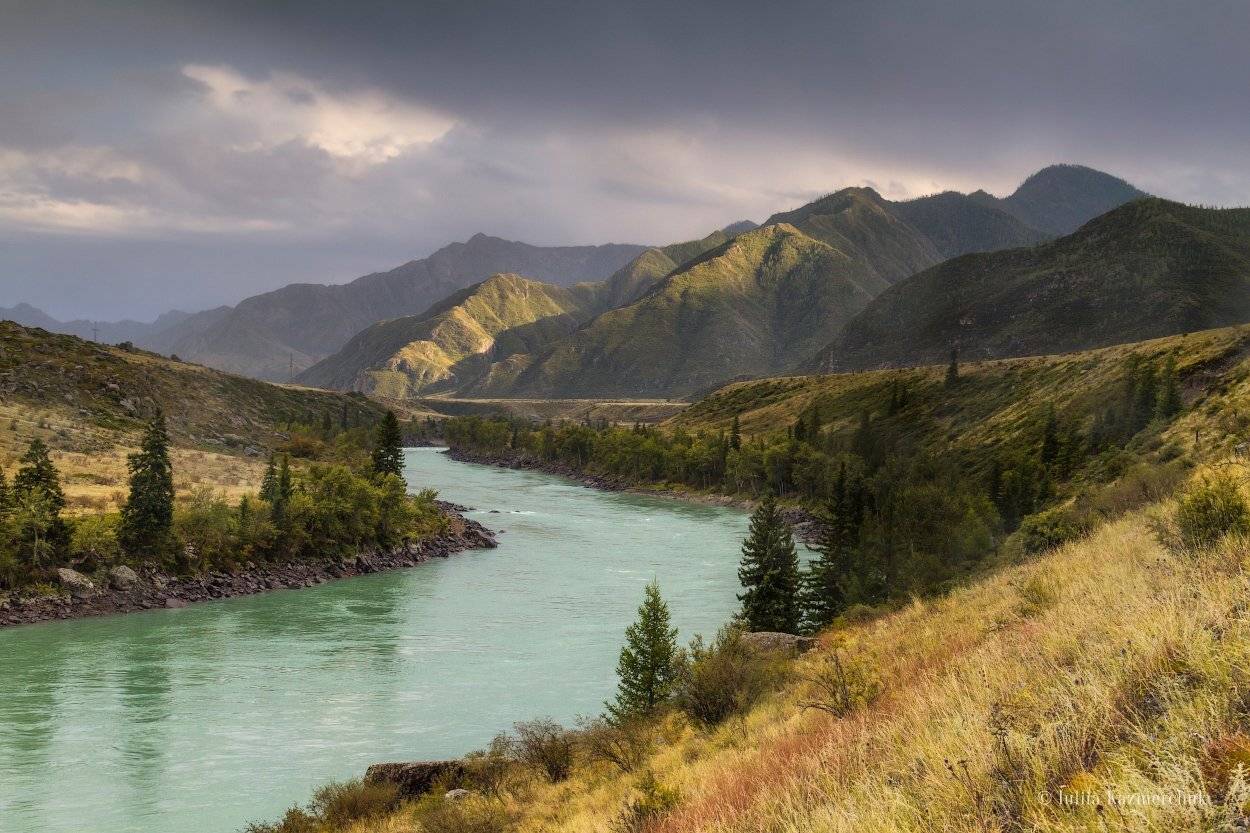 Горный Алтай, Катунь, река, вечер, август, горы, закат, Ильгумень, дождь, гроза, Казмерчук Юлия