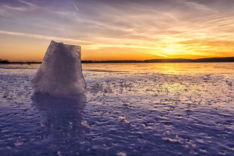 лед, Рыбинск, водохранилище, закат, зима Мысли о вечном фото превью