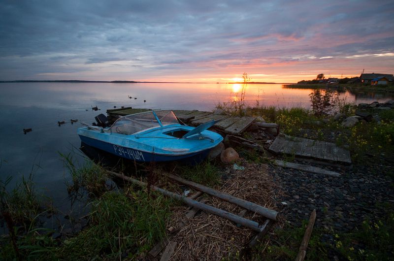 Онежское озеро, Карелия, Россия Закат на Онежском озере фото превью