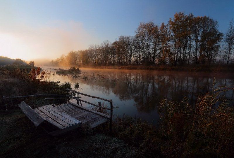 река, туман, утро, осеннь Мне приглянулось место на реке. фото превью