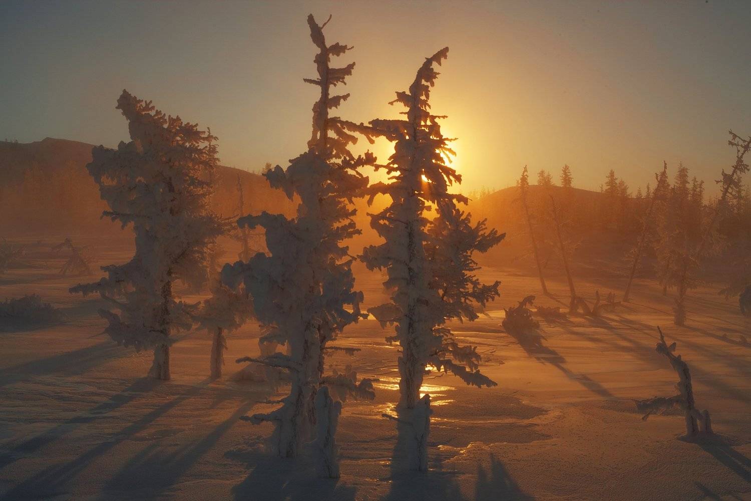 Колыма, Сибирь, наледь, зима, мороз., Владимир Рябков