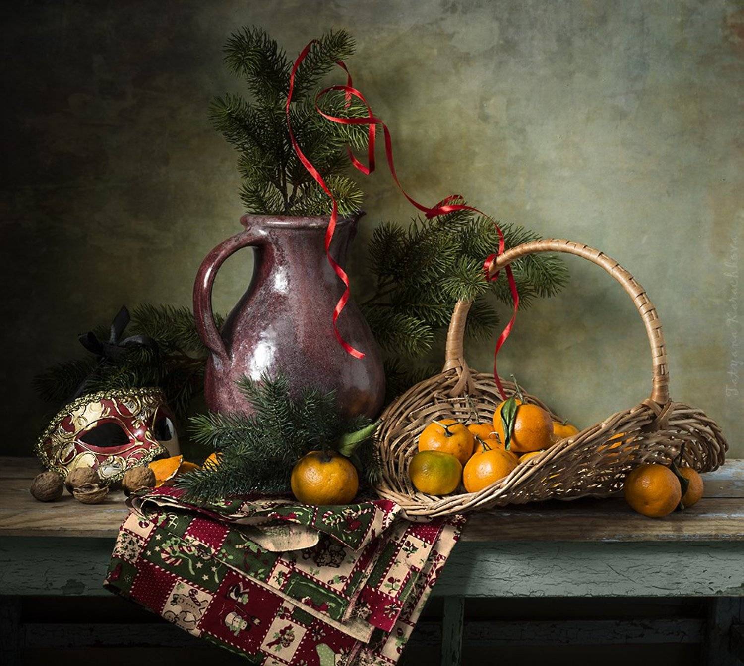 мандарины, еловые ветки, Tatyana Karachkova