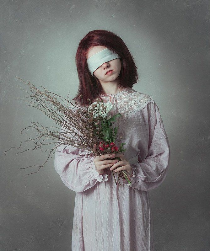 девушка, портрет, букет Невинность фото превью