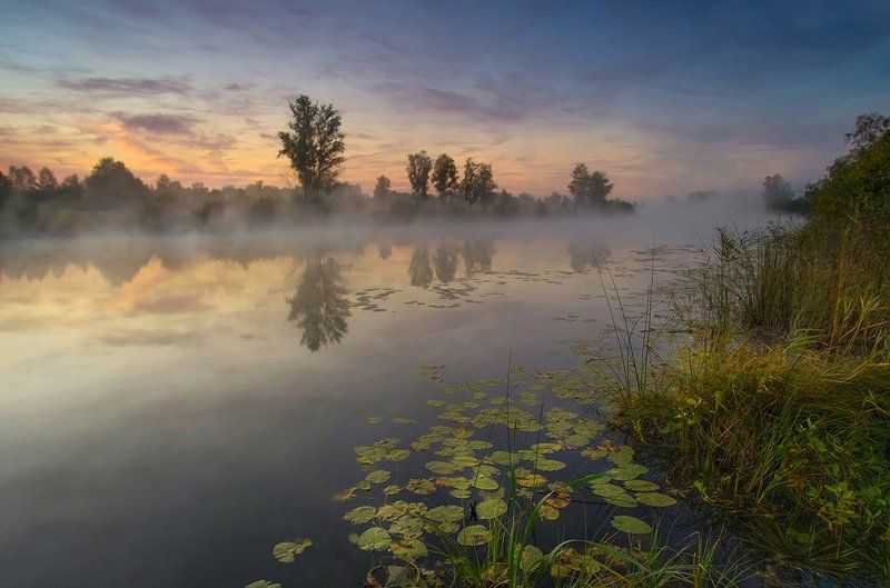 Рассвет на старом озере фото превью