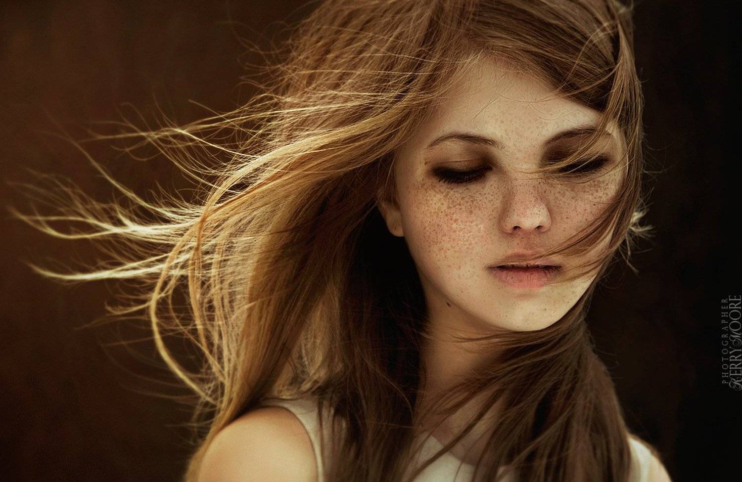 portrait, girl, beauty, freckles, dream,  портрет, Kerry Moore